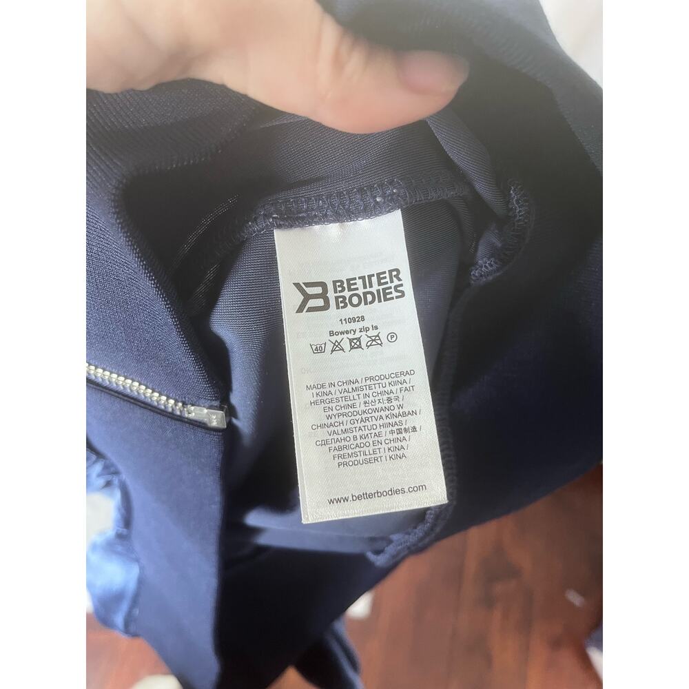 Better Bodies Navy Blue Velour Bowery Zip Front Track Jacket Large - Picture 4 of 5